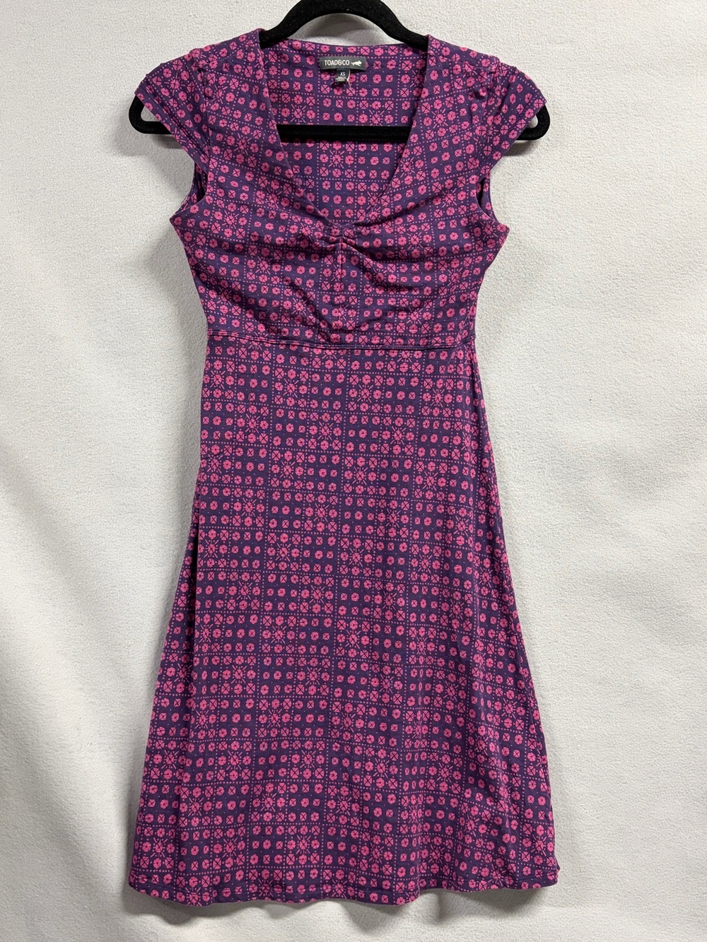 Toad&Co Rosemarie Purple & Pink Cap-Sleeve Midi Dress XS